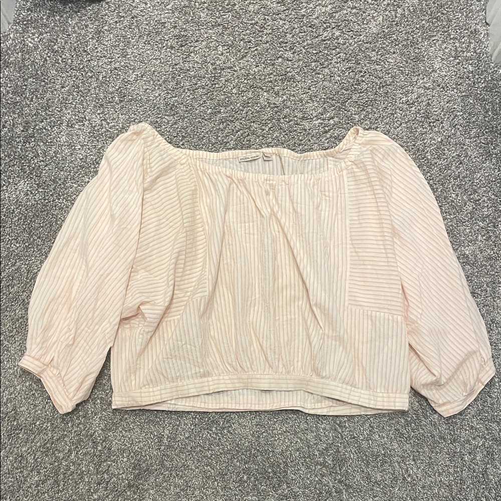 Women's Pink Striped Off the Shoulder Top